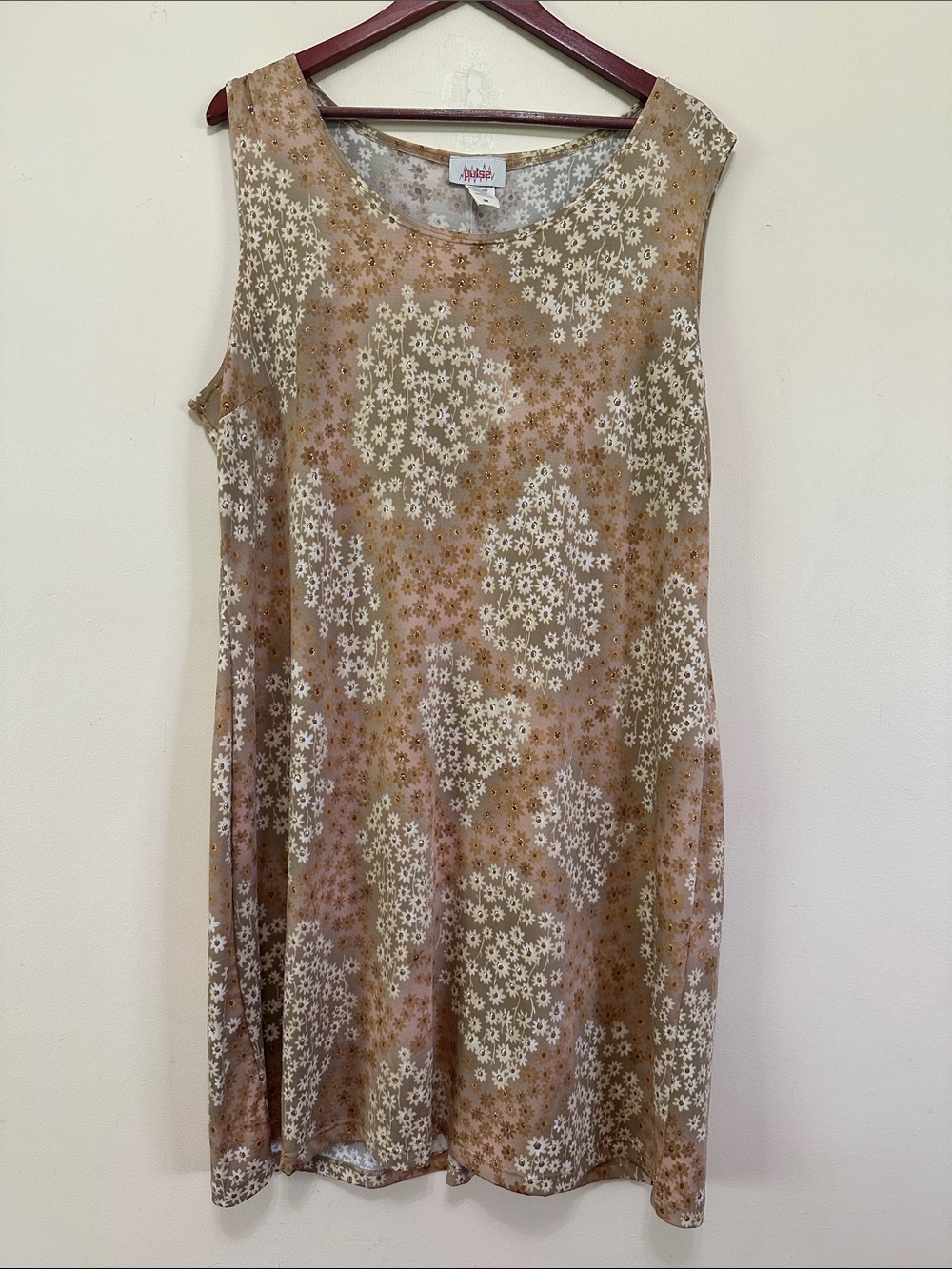 Pulse Beige Floral Sleeveless Mini Dress